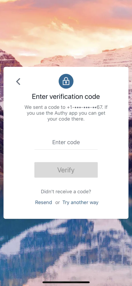 Banno app asking to enter verification code