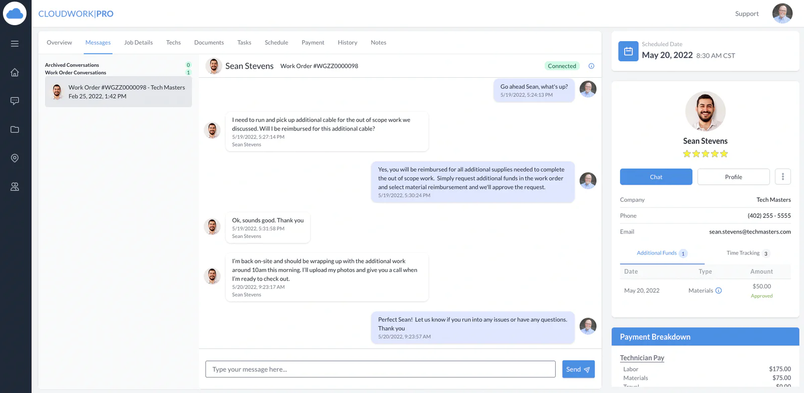 Cloudwork messaging platform UI