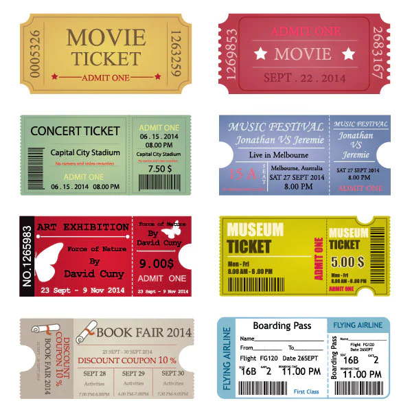 Tickets for various events