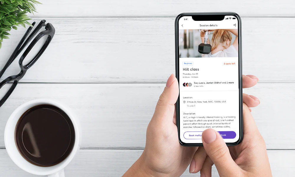 Fitness class booking process with Hapana